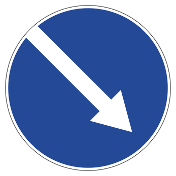 Дорожный знак 4.2.1 «Объезд препятствия справа» (металл 0,8 мм, III типоразмер: диаметр 900 мм, С/О пленка: тип А коммерческая)